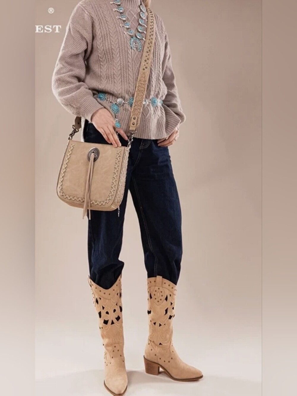 Montana West Tooled Whipstitch Coffee Crossbody Bag - Picture 11 of 11